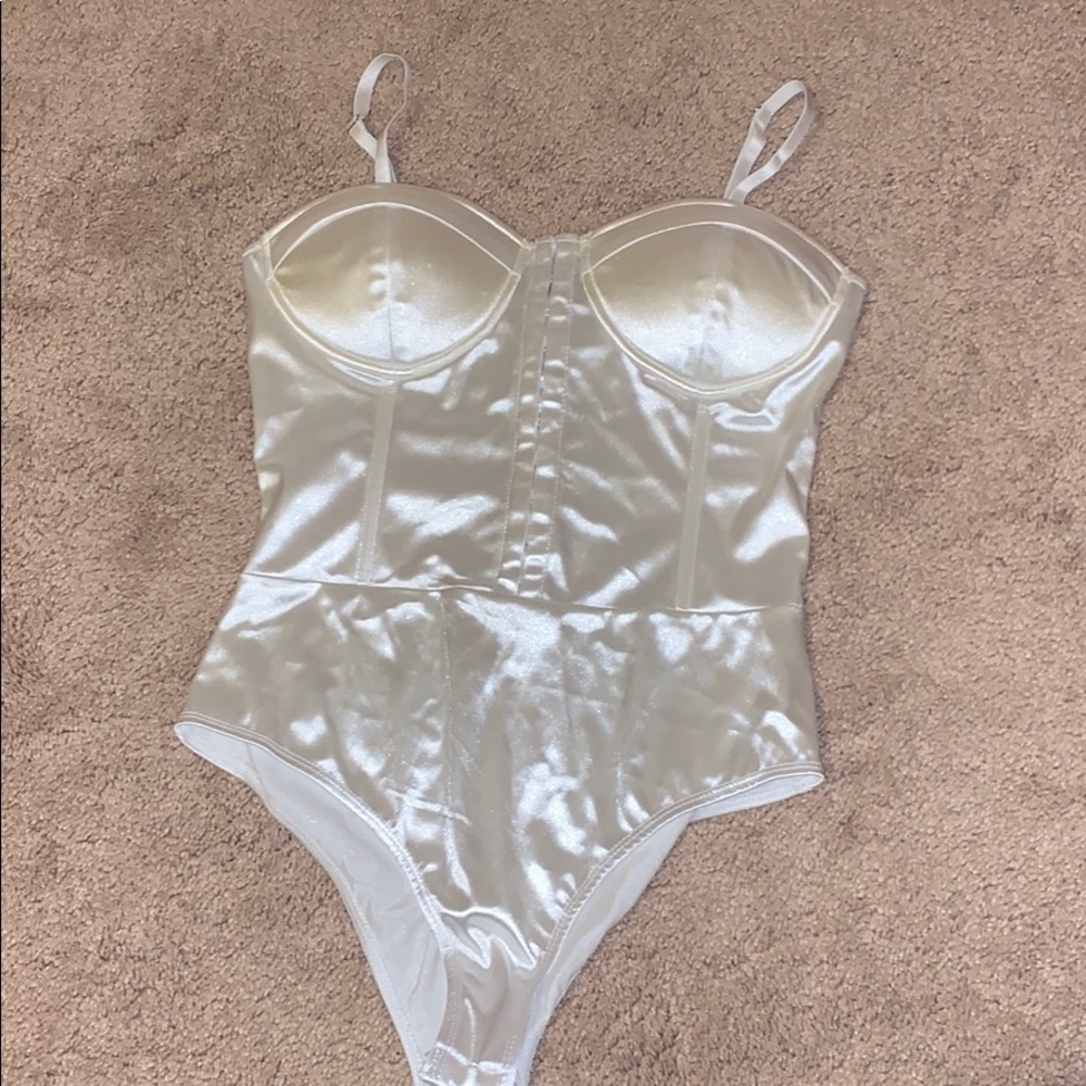 SOLD White Satin Bodysuit